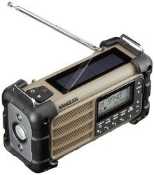Radio outdoorowe Sangean MMR-99 UKW panel słoneczny, ochrona przeciwbryzgowa, pyłoszczelny, latarka kieszonkowa brązowy