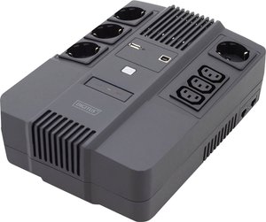 All-in-one UPS, 800VA/480W, LED 12V/9Ah x1, 4x CEE 7/7,3x IEC C13, USB, RJ45 System UPS 800 VA Digitus  DN-170111