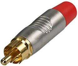 Złącze kablowe Cinch (RCA) z pozłacaną, niklowaną obudową, czerwoną ochroną przed zgięciem Złącze męskie RCA/Cinch Rean AV RF2C-AU-2 RF2C-AU-2, złącze męskie, 1 szt.