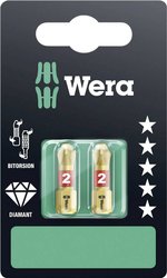 Bit krzyżakowy PH 2 Wera 851/1 BDC SB SiS 05073335001 stal narzędziowa z diamentową powłoką, Stal stopowa D 6.3 2 szt.