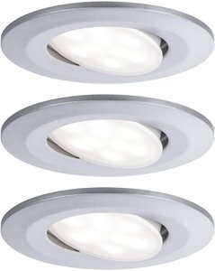 Oprawa wpuszczana LED Calla podstawowy zestaw obrotowy IP65 okrągła 90mm 30° 3x6.5W 3x465lm 230V 4000K matowy chrom Lampa łazienkowa LED do wbudowania Paulmann Calla 99933   19.5 W chrom (matowy) 465 lm