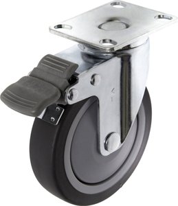 TOOLCRAFT TO-5137920 Kółko obrotowe TPR z blokadą 100 mm z płytką montażową  Maksymalne obciążenie: 65 kg