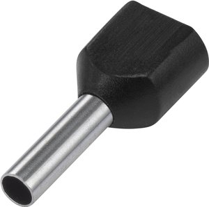 Podwójna końcówka TRU COMPONENTS TE60-14BK 1091322, z częściową izolacją , 6 mm²  x 14 mm, 100 szt.