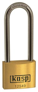 Kłódka, mosiądz premium, 40x40 mm, wysoki pałąk, jednakowy klucz - seria 125 Kłódka Kasp K12540L40A1  Samozatrzaskowa