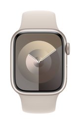 Apple Watch Series 9 GPS 41 mm Aluminiowa obudowa Starlight z paskiem sportowym Starlight – M/L Apple Watch Series 9 GPS 41 mm Obudowa aluminiowa Opaska sportowa Gwiezdne światło M/L