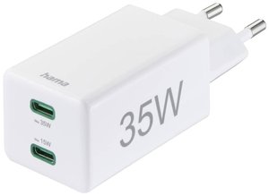 Hama PD/Qualcomm® Ładowarka USB 35 W dom, gniazdo  Ilość wyjść: 2 x USB-C