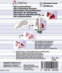 Wizytówka z folii do laminowania Olympia - 100 sztuk, 80 mic Olympia Folia do laminowania Wizytówki     100 szt.