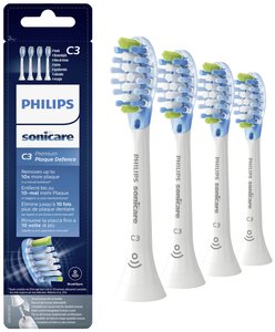 Główki szczoteczki Philips Sonicare Premium Plaque Defense, białe, 4 sztuki, HX9044 / 17 Końcówki wymienne do szczoteczek do zębów Philips Sonicare Aufsteckbürstenköpfe, 4 szt.