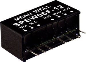 Seria modułów przetwornic MEANWELLL DC/DC SPBW06 SIP8/SIL8 Obudowa Pojedyncze wyjście Stosunek napięcia wejściowego: 4:1 Moc: 6W regulowana Moduł przetwornicy DC/DC Mean Well SPBW06G-05 SPBW06G-05, 6 W, 1.2 A, 1 szt.
