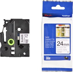 Taśma do nadruku, bez laminowania  Brother TZe TZe-N251  Kolor taśmy: biały Kolor nadruku:czarny 24 mm 8 m