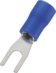 TRU COMPONENTS 737932 Złącze widełkowe  1.50 mm² 2.50 mm² Ø otworu=4.3 mm Izolowane częściowo niebieski 100 szt.