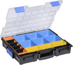 EuroPlus Pro K44/15, SW. Profesjonalna walizka na drobne części z klipsem. PP,PS 15 z kieszeniami, 4 przegródkami Walizka Allit EuroPlus Pro K44/15 454220, Ilość przegród: 15, (S x W x G) 440 x 76 x 355 mm