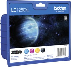 Brother atrament LC-1280XL tusz oryginalny Combi-Pack Czarny, Cyjan, Magenta, Żółty LC1280XLVALBPDR