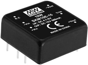 Seria modułów przetwornic MEANWELLL DC/DC SKM10 DIP 1''x1''' Obudowa Pojedyncze wyjście Stosunek napięcia wejściowego: 2:1 Moc: 10W regulowana Moduł przetwornicy DC/DC Mean Well SKM10B-03 SKM10B-03, 10 W, 2.5 A, 1 szt.