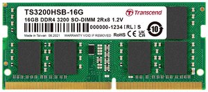 Transcend TS3200HSB-16G Pamięć robocza do laptopów - moduł DDR4 16 GB 1 x 16 GB Non-ECC 3200 MHz 260 pin SO-DIMM CL22 TS3200HSB-16G