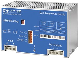 Zasilacz laboratoryjny do montażu na szynie sieci 115/230 V/480 W, napięcie programowalne w zakresie od 0 - 50V/10A Zasilacz laboratoryjny regulowany Camtec HSEUreg04801.50T 0 - 50 V/DC 10 A 480 W