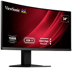 Viewsonic VG3419C Monitor  EEK G (A - G) 86.4 cm (34 cal) 3440 x 1440 px 16:9 3.5 ms HDMI, DisplayPort, audio, stereo (jack 3,5 mm), RJ45, USB-C® LCD (VA)