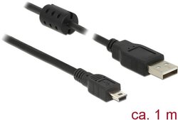 Kabel USB Delock DELOCK Kabel USB 2.0 Typ-A >Mini-B 1,0 m, USB 2.0, Złącze męskie USB-A, Złącze męskie USB Mini-B, 1.00 m