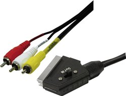 LogiLink SCART / Cinch TV, Odbiornik Kabel [1x złącze męskie SCART - 3x złącze męskie RCA/cinch]  czarny