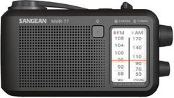 Radio outdoorowe Sangean MMR-77 UKW, MW korba ręczna, ochrona przeciwbryzgowa, latarka kieszonkowa, wielokrotne ładowanie czarny