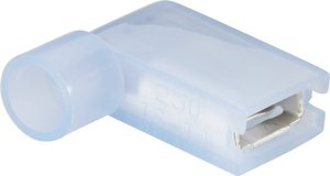 Konektor żeński kątowy, pełna izolacja PA, 6.3x0.8 mm, 1.5-2.5 mm2, niebieski