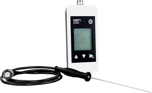 Sonda temperatury szef ustawiania zębów czujnikiem, z czujnikiem 1,5 mm, biała, z kablem Termometr typu Pt1000 LH - Ludwig Heer CHEF´S-PROBE-S-800-1.5 611709, -200 - 450 °C