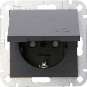 Gniazdo sieciowe z klapką Płytka przycisku Kopp HK 07 940115001, antracytowy