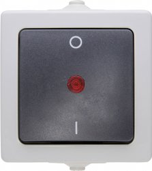 Włącznik-wyłącznik, 2-biegunowy podświetlony Wyłącznik Kopp Nautic 565296007, szary