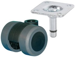 Wałek do pojemników na parkiet 35mm, płyta, 38x38mm, TrKr 70kg, bez osłony Rolka podwójna dörner + helmer 761340 1 szt.
