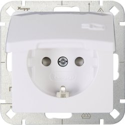 Gniazdo sieciowe z klapką Płytka przycisku Kopp HK05 920802008, biały