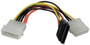 Adapter Y LINDY 33289 [1x złącze męskie IDE 4-pin - 1x złącze żeńskie zasilania SATA] 0.15 m