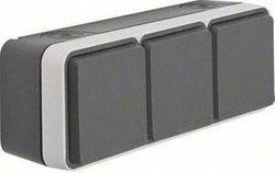 Gniazdo elektryczne potrójne, W.1 powierzchniowy Berker 47733515, IP55, 250 V/AC, szary, szary błyszczący