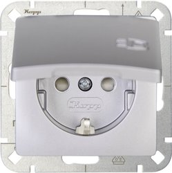 Gniazdo sieciowe z klapką Płytka przycisku Kopp HK05 920820000, srebrny