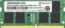 Transcend JetRAM Pamięć robocza do laptopów - moduł  DDR4 32 GB 1 x 32 GB Non-ECC 2666 MHz 260 pin SO-DIMM CL19 JM2666HSE-32G