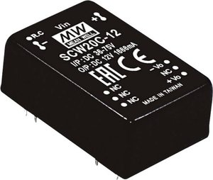 Moduły przetwornicy MEANWELLL DC/DC serii SCW20 DIP24/DIL24 Obudowa Pojedyncze wyjście Stosunek napięcia wejściowego: 2:1 Moc: 20W regulowana Moduł przetwornicy DC/DC Mean Well SCW20A-12 SCW20A-12, 20 W, 1.67 A, 1 szt.