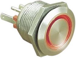 Przycisk wandaloodporny chwilowy Bulgin MPI002/28/RD, 1 x wył/(wł), IP66, 1 szt.