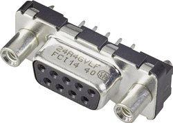 Listwa żeńska D-Sub FCI D-SUB D09S24A4GV00LF, rzędy: 2, styki: 9, 180 °, 1 szt.