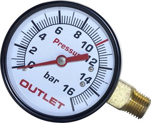 Manometr 16 bar 60 mm - 1/4 cala ET prawy wylot ze skalą ciśnienia Manometr Aerotec 9052069