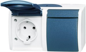 Gniazdo elektryczne podwójne Busch-Jaeger Ocean, natynkowy 20/2 EW-53, niebieski, zielony 1 szt.