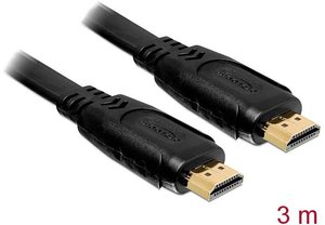 Kabel Delock High Speed HDMI z Ethernetem, złącze męskie HDMI a - złącze męskie HDMI typ a, płaski, 3 m Kabel HDMI Delock DELOCK Kabel HDMI A-A St/St flach 3,0m 82671, 3.00 m