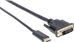 Kabel Manhattan USB typu C na DVI konwertuje sygnał DP Alternate Mode Sygnał wyjściowy DVI 1080p w kolorze czarnym, 2 m. adapter USB-C, DVI Manhattan USB Typ C auf DVI-Kabel Stecker/Stecker 1080p-Ausgangssignal 2 m schwarz 152457, 2.00 m