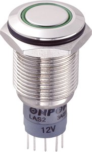 Przycisk wandaloodporny chwilowy TRU COMPONENTS LAS2GQF-11E/G/12V/N/P, 1 x wł/(wł), IP67, 1 szt.