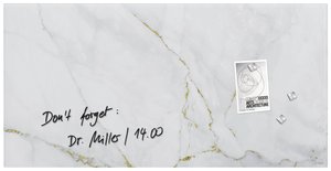 Tablica magnetyczna SIGEL Artverum - Marble &amp, Gold design - 91 x 46 cm - biała - szkło bezpieczne (ESG) - przetestowane przez TÜV Tablica szklana magnetyczna Sigel GL361 biały