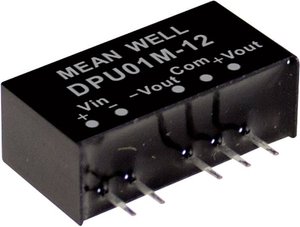 Moduły przetwornicy DC/DC MeanWell serii DPU01 SIP / SIL6 Case Dual Output: Moc 1:1: 1W. Nieuregulowany Moduł przetwornicy DC/DC Mean Well DPU01N-15 DPU01N-15, 1 W, 33 mA, 1 szt.