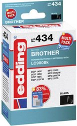Edding Tusz Zamiennik Brother LC-980BK Czarny, Czarny  atrament Edding EDD-434 18-434, 1 szt.