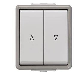 DELTA powierzchnia IP44, AP ciemnoszary/jasnoszary Przycisk migawki z elektrycznym wer. Siemens Osprzęt elektroinstalacyjny Przełącznik do żaluzji Delta 5TD4708