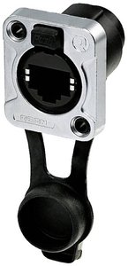 Przejściowe gniazdo panelowe RJ45, IP65, niklowana obudowa D Złącze męskie RJ45 Rean AV RRE8F-Z-000-1, RJ45, 1 szt.