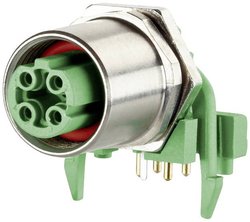 Gniazdo do PCB M12, kodowanie D, 4-stykowe, IP67, kątowe 90°, grubość ścianki maks. 4 mm Gniazdo PCB Metz Connect MMT471A115-0001 MMT471A115-0001, piny: 4, 1 szt.