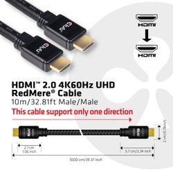 Kabel HDMI club3D CAC-2313 CAC-2313, trudnopalny, HDMI High Speed, 10.00 m