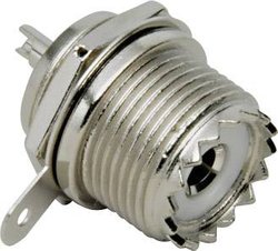 Gniazdo UHF UG 266, BKL Electronic 0406024/D, do wlutowania, 200 MHz, mosiądz niklowany